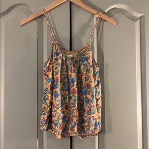 Aerie yellow floral open back crop tank top size S